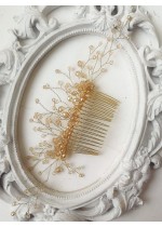 Украса за коса за сватба и бал с кристали Сваровски в цвят златна сянка модел Golden Drops by Rosie
